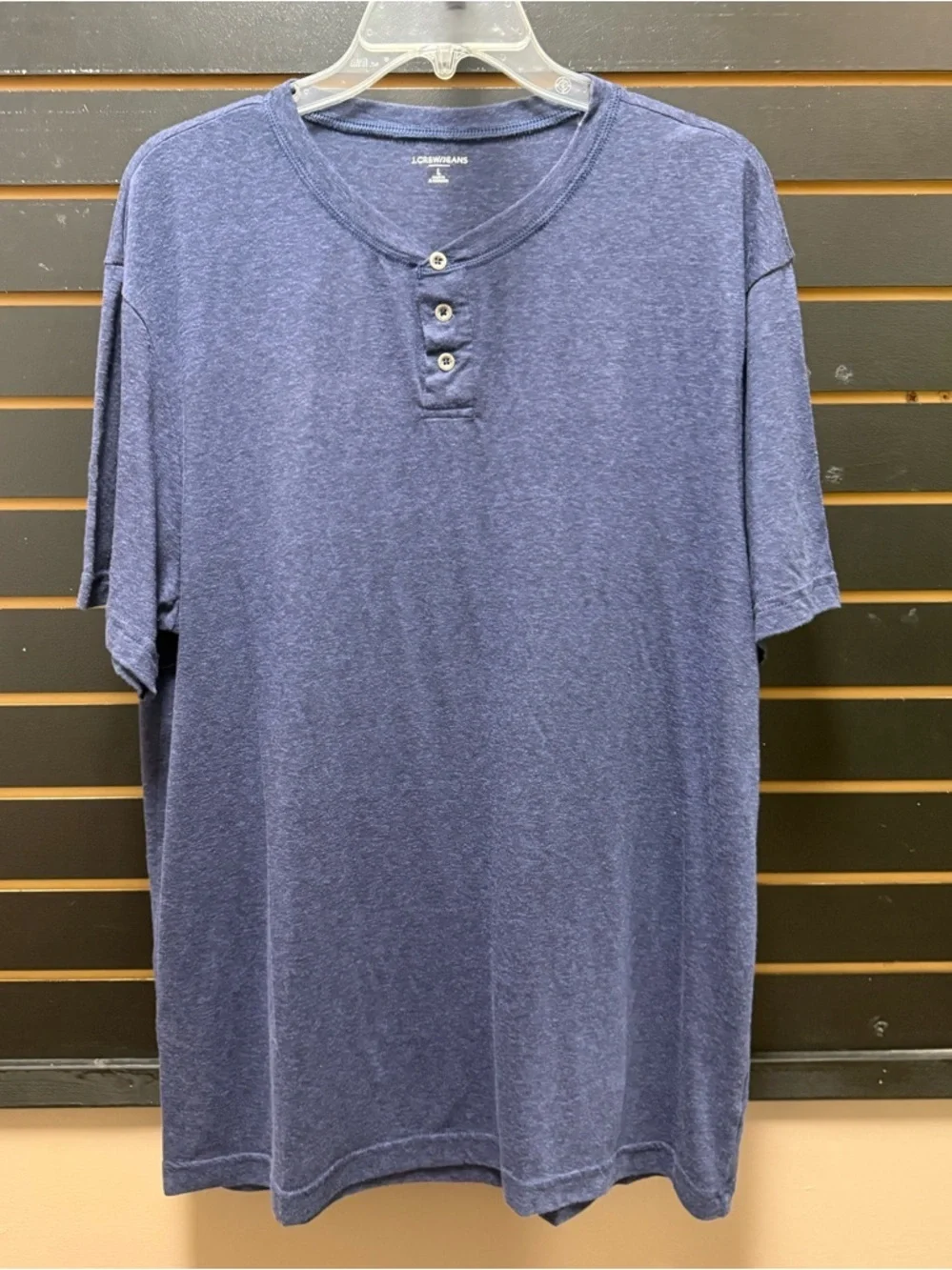 NWT J.Crew Jeans Navy Henley T Shirt Short Sleeve Men Size L Casual Basic